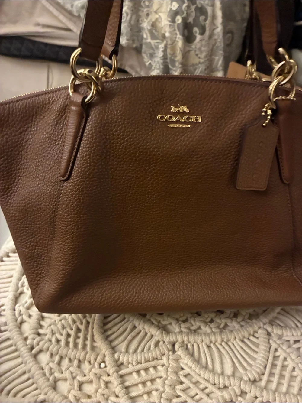 Coach Chestnut Pebbled Leather Shoulder Bag